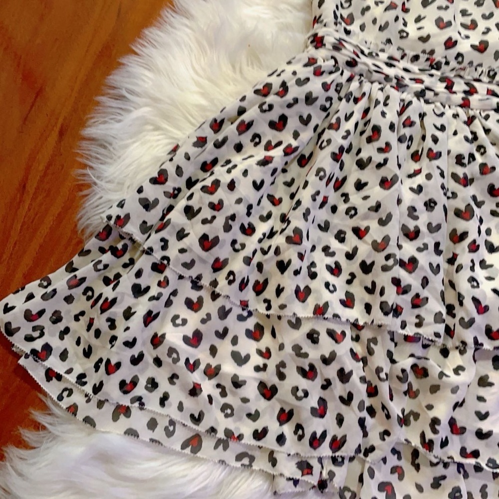 J.Ing Heart Print Mini Cold Shoulder Summer Dress Xs — image 4 of 6